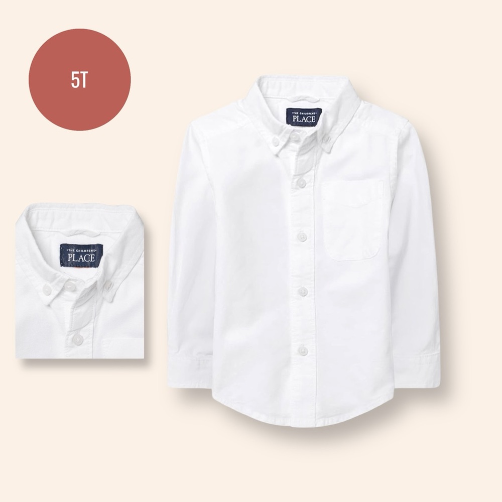 The Children’s Place Boys White Oxford Long Sleeve Button-Down Shirt